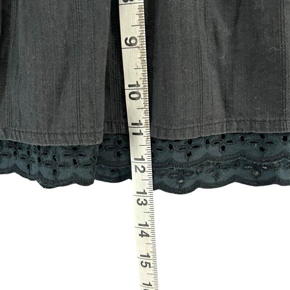 Roxy Y2K Mini Skirt XS Black Smocked Waist Eyelet Hem Pull On Boho Beach Casual - Picture 8 of 11